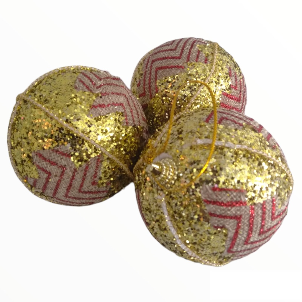 ADORNO GLOBO DECORADO CON BRILLOS 8 CM x 3 (XM-043)