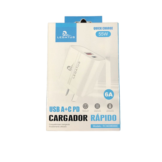 Cargador Cabezal 55W Usb A + Usb C Carga rapida Legatus