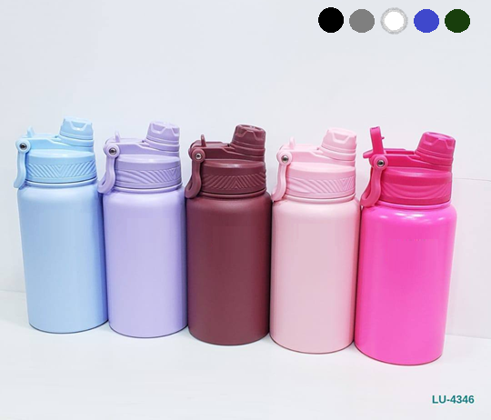 Botella Termica Acero inoxidable Doble Pico 650ml (Negro) LU-4346