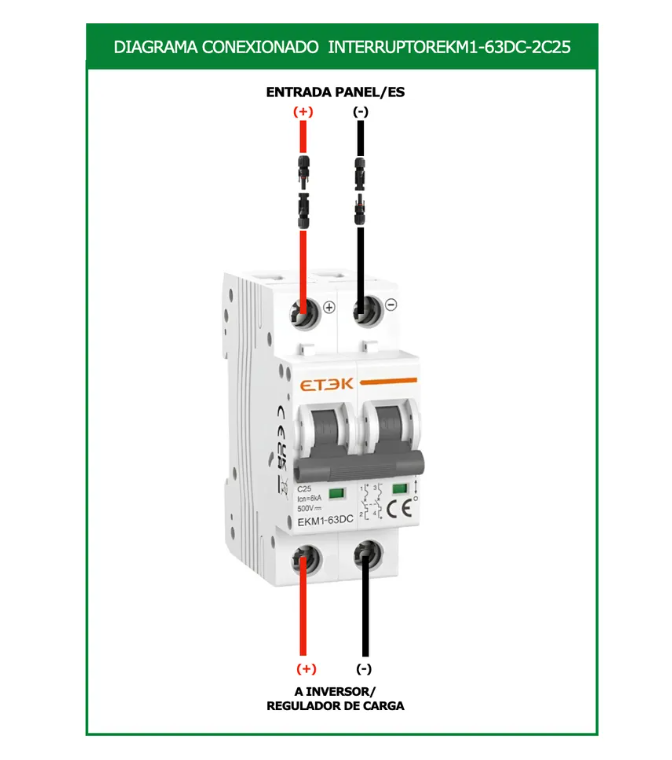Llave Termica Corriente Continua 25a 2p 500vcc