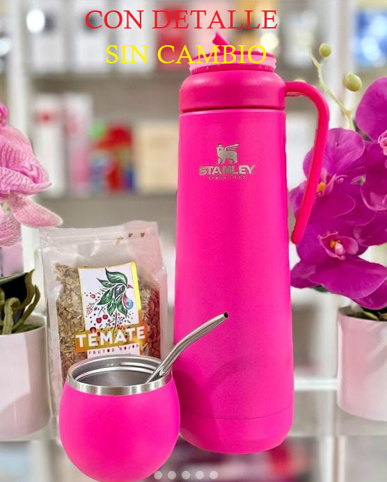 Termo con Tapa Mate y Bombilla 1.2L Stanley Fucsia (CON DETALLE)