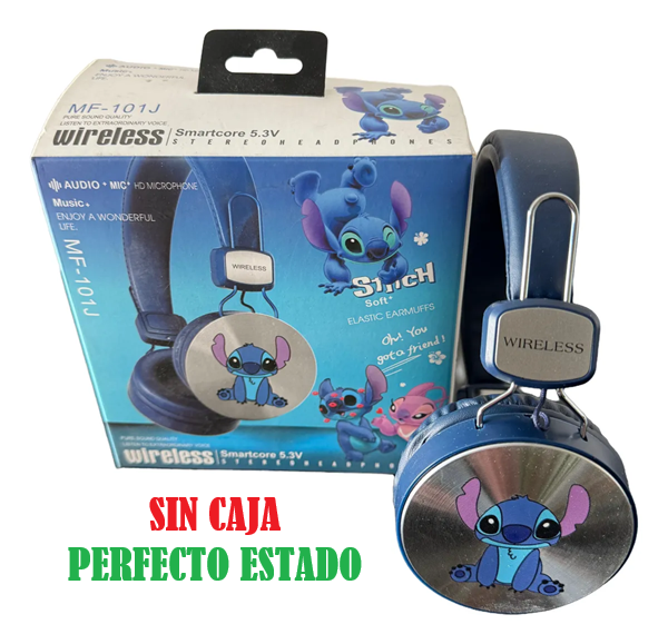 Auricular Vincha Bluetooth Micro Sd Personajes MF-101 Stitch (SIN CAJA, NUEVO)