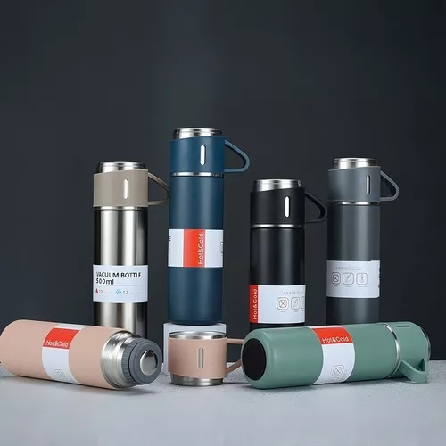 Termo 500ml + 3 Tazas Termicas Rosa