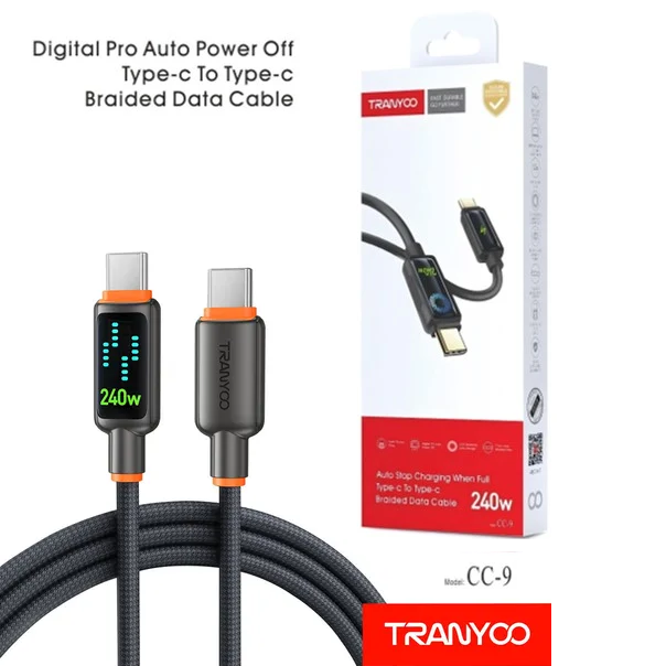 Cable de Carga Rapida Tipo C a Tipo C 240W Auto Power Tranyoo CC-9