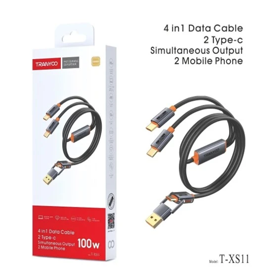 Cable de Datos Carga Rapida 4 en 1 Reforzado PD + Usb 100W Tranyoo T-XS11