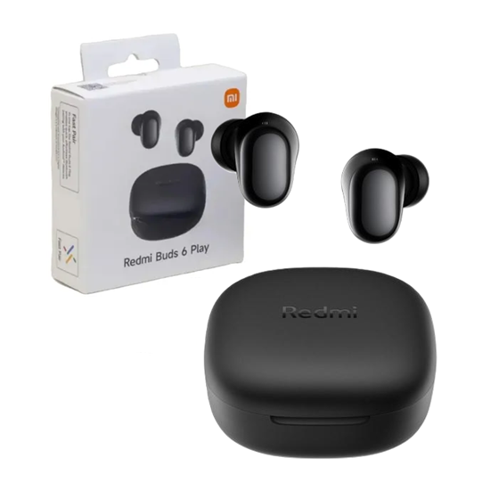 Auricular Bluetooth 5.4 Doble Xiaomi Redmi Buds 6 Play con Base Cargadora (Negro)