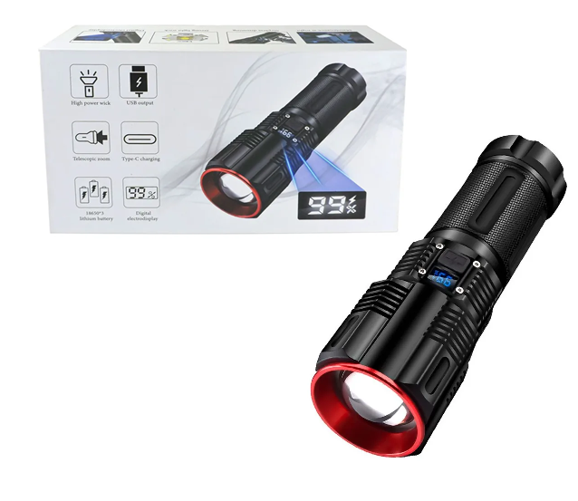 Linterna Tactica con Zoom y Power Bank LN708 (3 modos)