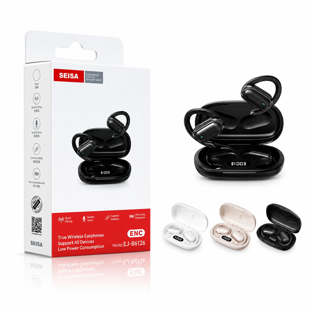 Auricular Bluetooth 5.4 Doble Seisa EJ-B6126 con Base Cargadora