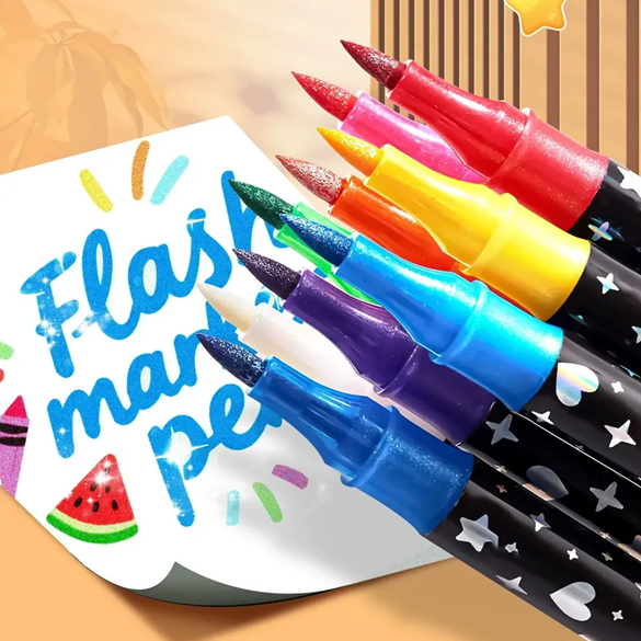 Set de Marcadores Glitter Doble Punta x 12pcs