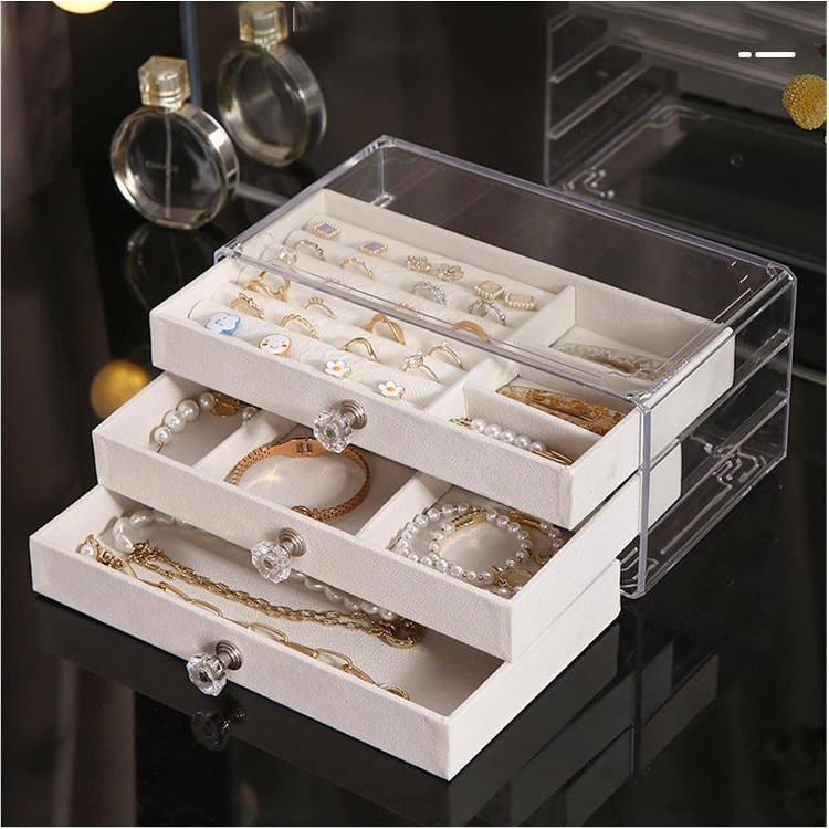 Caja Organizadora Acrilico para Joyas 3 Niveles (23,5x13,5x11cm)