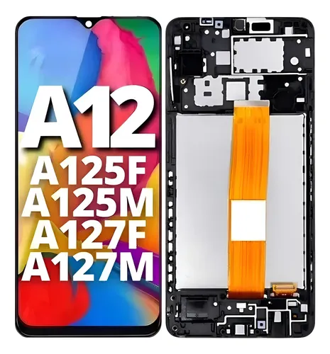 Modulo Samsung A12 A125 A125F A127F con marco negro (ORIG)