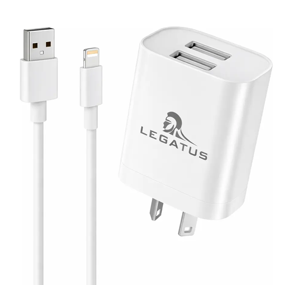Kit Cargador 2 en 1 Legatus Lightning Carga Rapida 5.0A doble usb