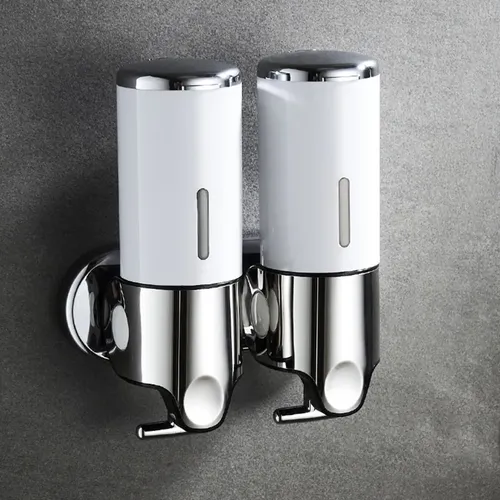 Dispenser de Jabon Liquido Doble de Acero Inoxidable 900ml