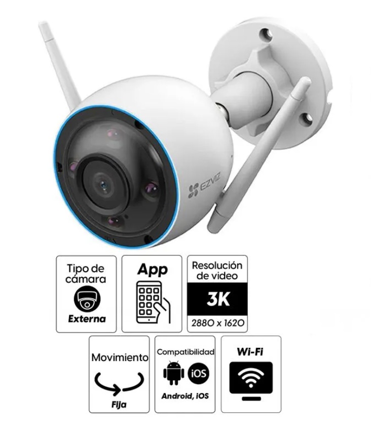 Camara Ip de Seguridad Wifi Ezviz Full Hd 2K 3mpx Exterior