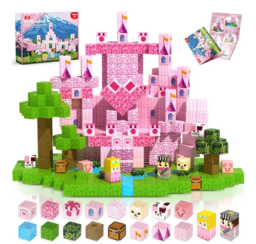 Juego de Bloques Magneticos Castillo Rosa 100pcs