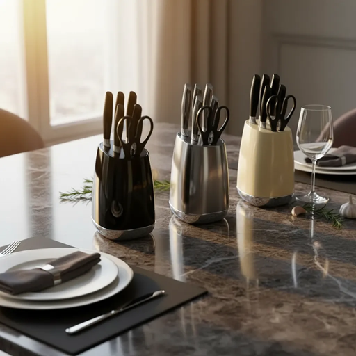 Set de Cuchillos Cocina Acero Inoxidable con Base 6pcs