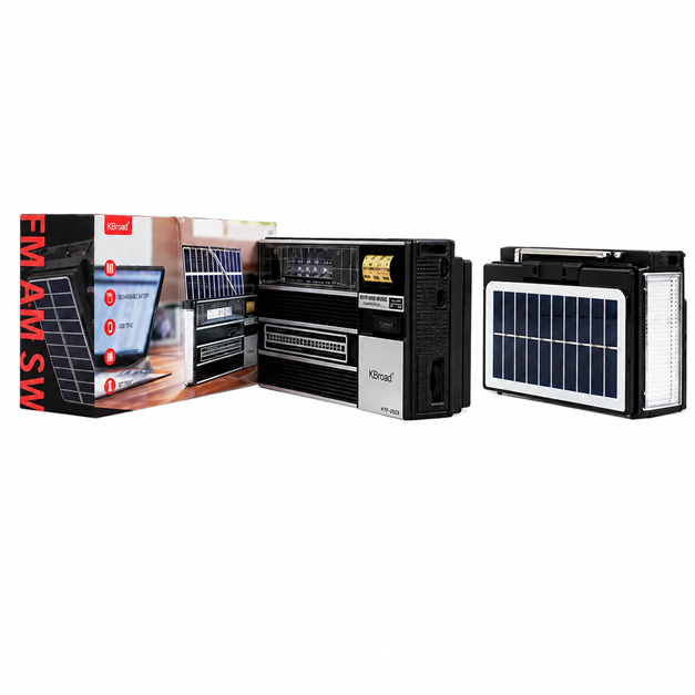Radio KTF-2523 BT FM AM Usb Sd Aux Panel Solar Linterna Recargable Retro Vintage (15x9cm)