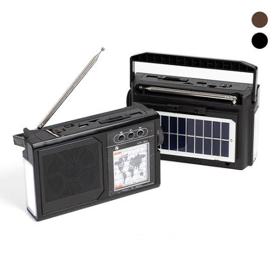 Radio KTF-1651 BT FM AM Usb Sd Aux 8 Bandas Panel Solar Linterna Recargable Retro Vintage (18x11cm)