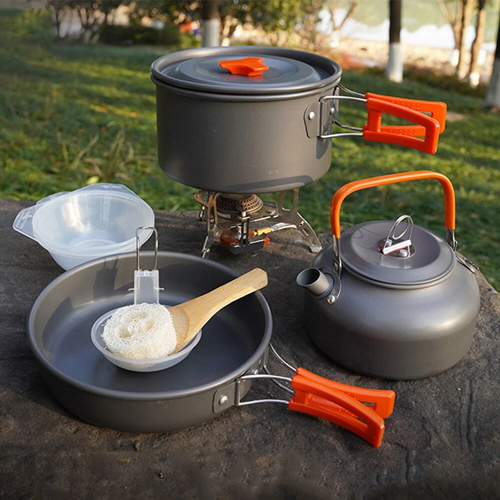 Set de Ollas (Ø17,9)+ Pava (0,8L) para Camping Aluminio (no incluye anafe)