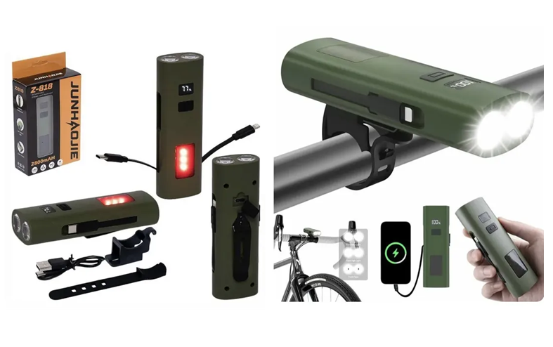 Luz de Bici con Baliza y Power Bank Recargable Z-818
