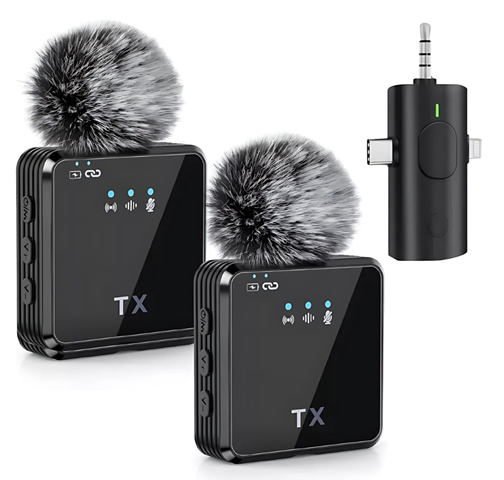 Microfono Corbatero Doble Tipo C Ligthning F11-2