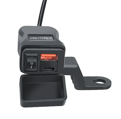 Cargador para Moto 12v a Usb + PD con Interrruptor YC-A149PD