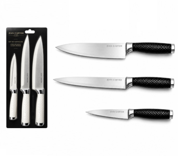 Set de 3 Cuchillos de Cocina Acero Inoxidable JC-03BLNE