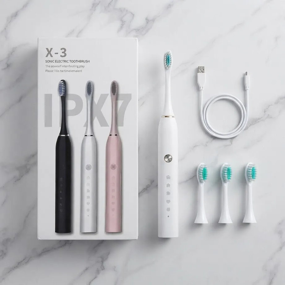 Cepillo de Dientes Electrico Recargable con 4 cabezales X-3