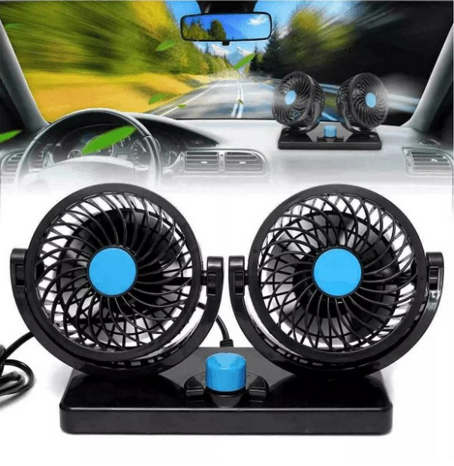 Ventilador de Auto 12v Doble Turbina 4&quot; 360° SQ-X312