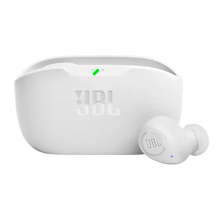 Auricular Bluetooth 5.2 Doble JBL Wave Buds con Base Cargadora Blanco (ORIGINAL)