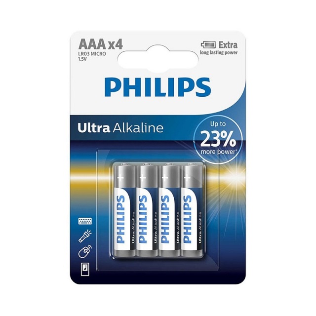 Pila Ultra Alcalina Philips AAA pack x4