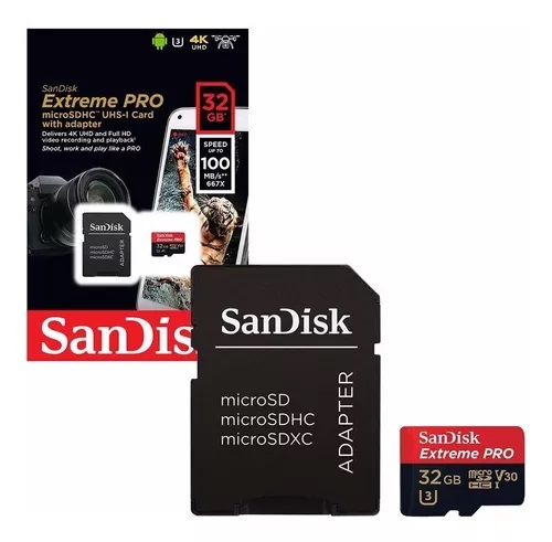 Micro SD Sandisk Extreme Pro 32gb clase 10 100MB/s