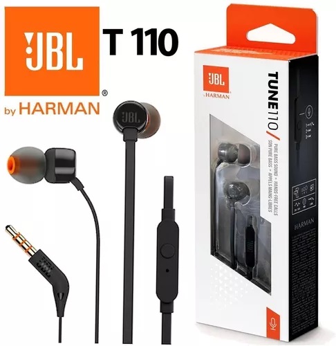 Auricular Intra manos libres JBL T110 Negro (ORIGINAL)