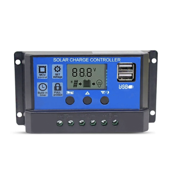 Regulador PWM 12/24V x 10A con Display y cargador USB