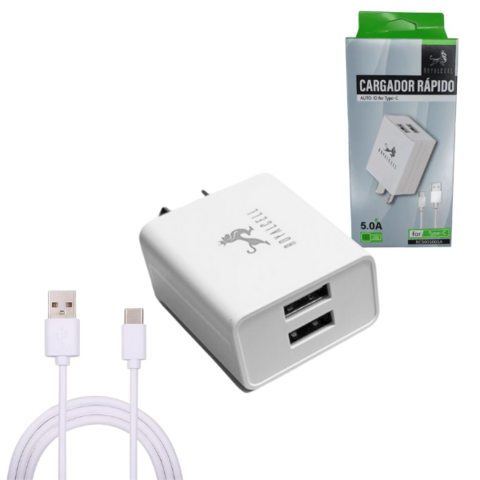 Kit Cargador 2 en 1 Royalcell Tipo C Carga Rapida 5A doble usb