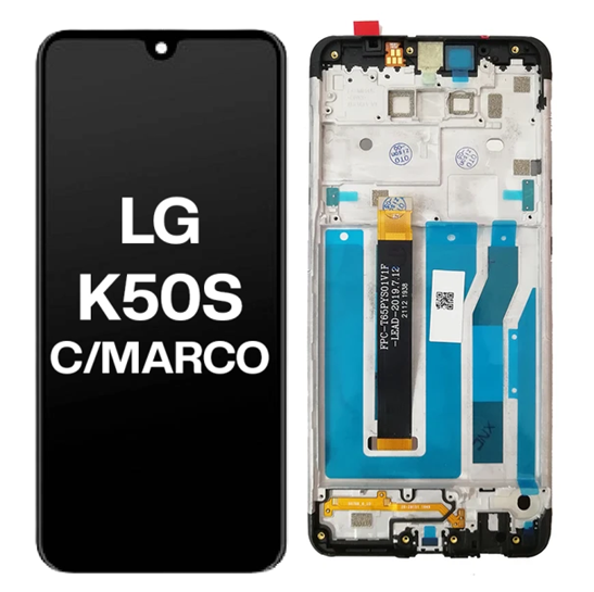 Modulo LG K50s con marco, buzzer, parlante, flex botones Original (RN)
