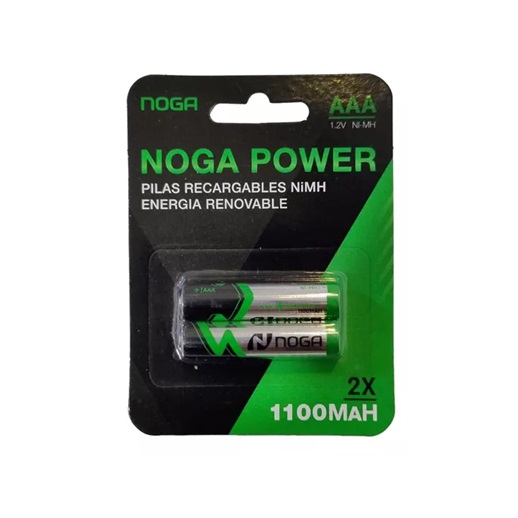 Pack 2 Pilas Recargables AAA Noga 1100mAh