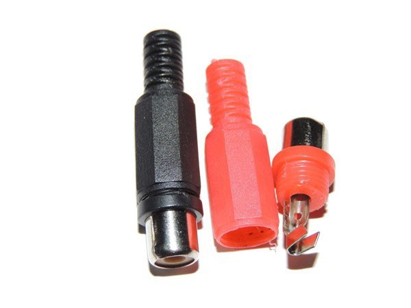 Conector de audio RCA hembra PVC x2u R y N (para armar)