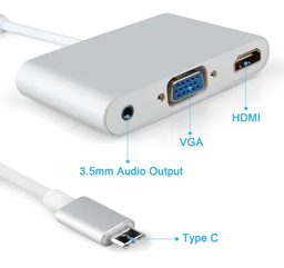 [620132566671] Adaptador Tipo C a HDMI VGA 3.5 Audio SM-C7842