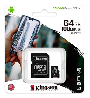 [740617298697] Micro SD 64gb Kingston clase 10 Canvas Select Plus 100MB/s