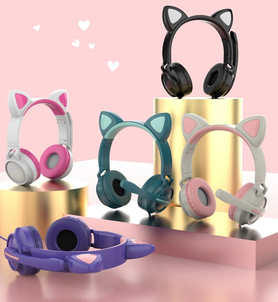 [6290132572870] Auriculares Seisa Gamer Orejas Gato Flash Cat Ear EJ-Z58