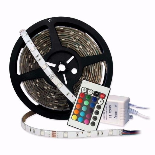 [210073 501226 650501 566538 362578 516096] Kit Rgb Tira Led 5050 5mts Exterior con Fuente 2A y Controladora