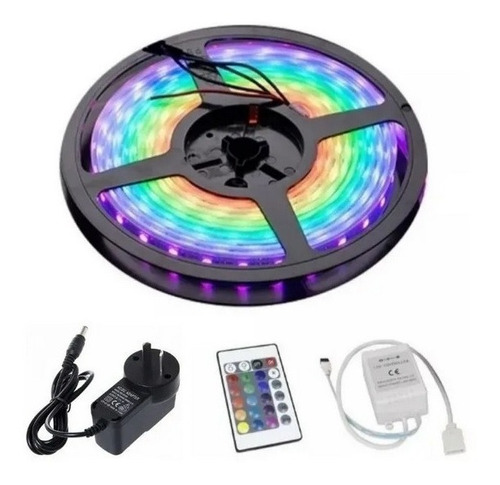 [0723540566545 7796350516089 LED-83108] Kit Rgb Tira Led 2835 Exterior con Fuente 1A y Controladora 5M
