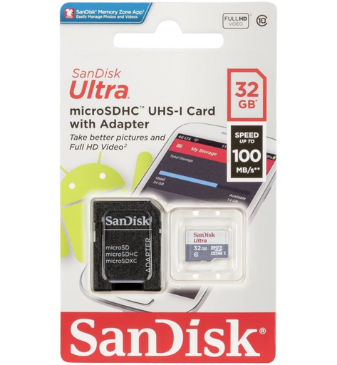 [619659184377] Micro SD Sandisk Ultra 32gb clase 10 100mb/s