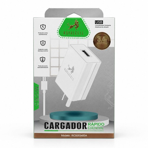 [7796350501474 RC5003400A] Kit Cargador 2 en 1 Royalcell Tipo C Carga Rapida 3.4A