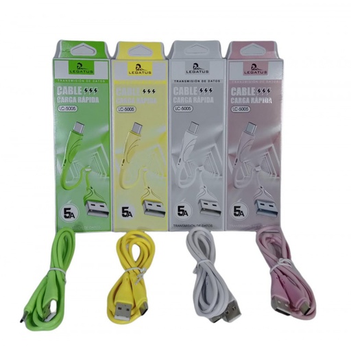 [7796350501566 7793650511718] Cable de Datos Carga Rapida 5A Lightning Iphone Engomado LC-5005