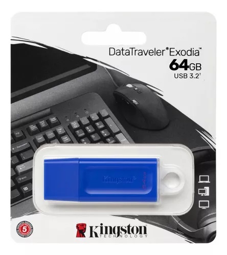 [740167331394] Pendrive 64gb Kingston DataTraveler Exodia 3.0 Azul