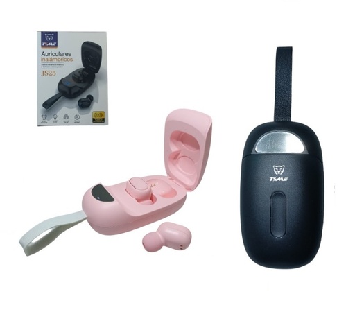 [723540563636] Auricular Bluetooth V5.3 Doble con Base Cargadora JS25