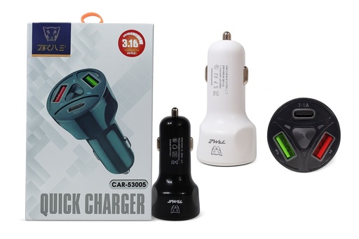 [504092] Cargador 12V Tipo C PD + 2 Usb 3.1A CAR-53005