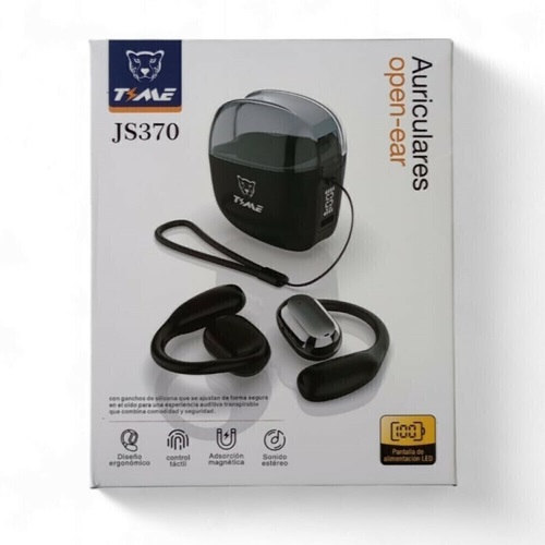 [0723540563643] Auricular Bluetooth Open-Ear V5.3 Doble con Base Cargadora JS370